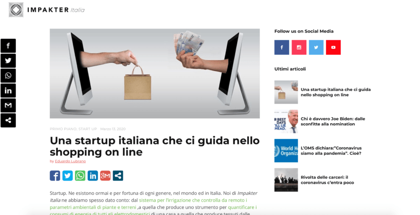 Una startup italiana che ci guida nello shopping online